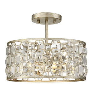 2 Light Semi-Flush Mount In Mid-Century Modern Style-11 Inches Tall and 13 Inches Wide