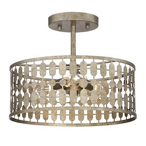 3 Light Semi-Flush Mount In Mid-Century Modern Style-10 Inches Tall and 12 Inches Wide