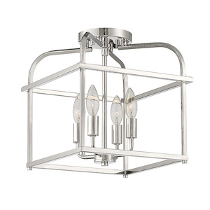 4 Light Semi-Flush Mount In Mid-Century Modern Style-12.5 Inches Tall and 12 Inches Wide