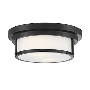 2 Light Flush Mount In Mid-Century Modern Style-4.5 Inches Tall and 13 Inches Wide