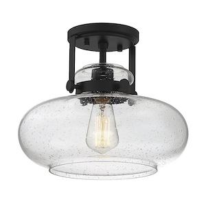 1 Light Semi-Flush Mount In Mid-Century Modern Style-10 Inches Tall and 12 Inches Wide