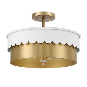 3 Light Semi-Flush Mount-10.5 Inches Tall and 16 Inches Wide