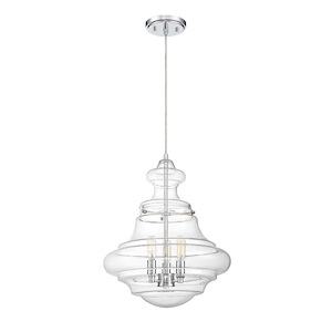 3 Light Pendant In Mid-Century Modern Style-18.38 Inches Tall and 15 Inches Wide