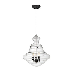 3 Light Pendant In Mid-Century Modern Style-18.38 Inches Tall and 15 Inches Wide