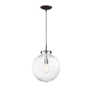 1 Light Mini-Pendant In Industrial Style-16 Inches Tall and 12 Inches Wide