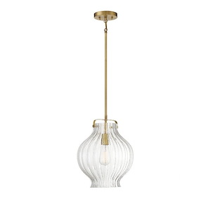 1 Light Pendant In Contemporary Style-14 Inches Tall and 12 Inches Wide