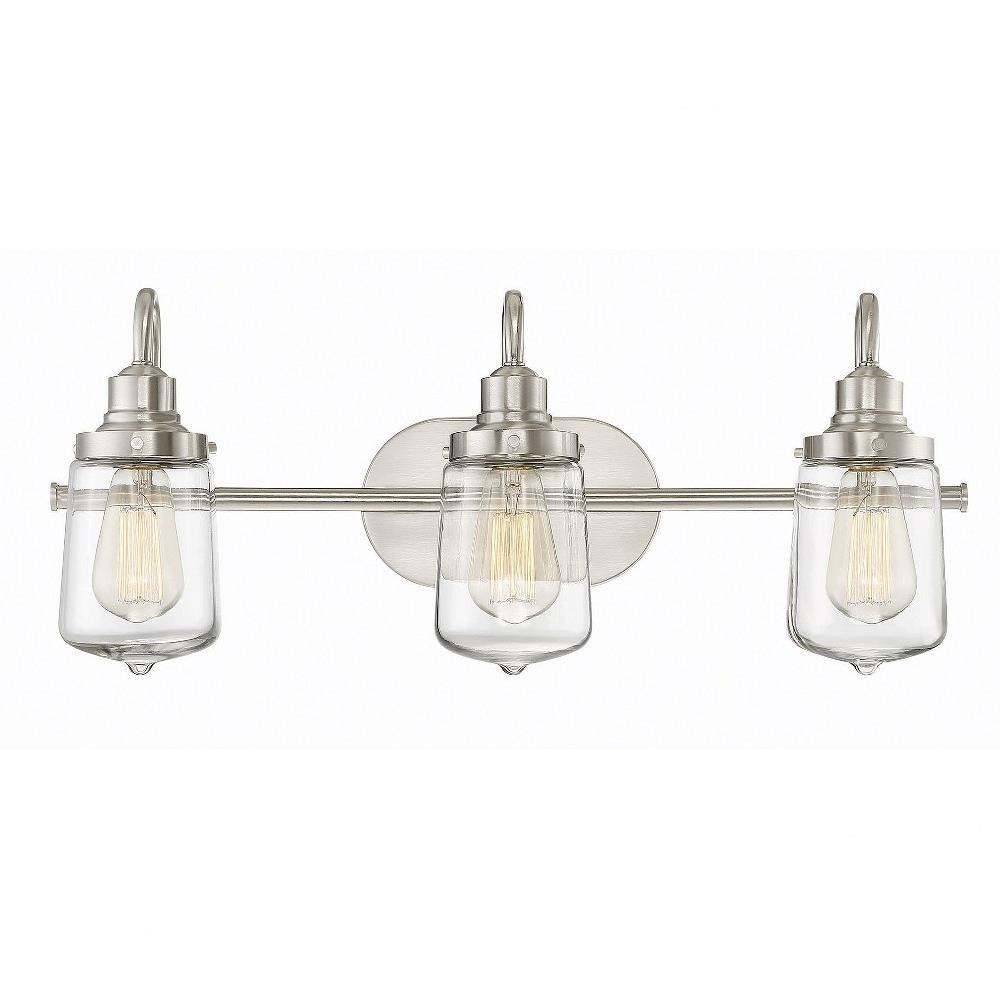 3 Light Bath Vanity In Mid-Century Modern Style-10 Inches Tall and 24 Inches Wide