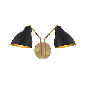 2 Light Wall Sconce In Mid-Century Modern Style-9.58 Inches Tall and 17.5 Inches Wide