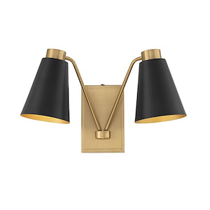 2 Light Wall Sconce In Mid-Century Modern Style-10.5 Inches Tall and 17.5 Inches Wide
