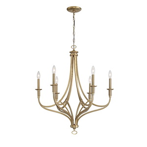 Covent Park - Chandelier 6 Light Brushed H1y Gold Steel - 32 inches tall by 28 inches wide - 1209113