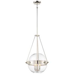 Atrio - 3 Light Pendant in Transitional Style - 24 inches tall by 15.5 inches wide