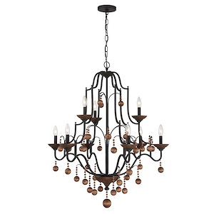 Colonial Charm - 9 Light 2-Tier Chandelier-40 Inches Tall and 33.13 Inches Wide - 1260010