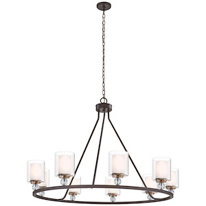 Studio 5 - Chandelier 9 Light Painted Bronze/Natural Brush in Transitional Style - 31 inches tall by 45 inches wide