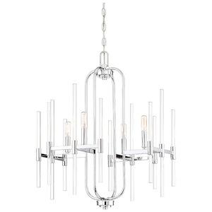 Pillar - Chandelier 4 Light Chrome in Transitional Style - 27.75 inches tall by 22 inches wide