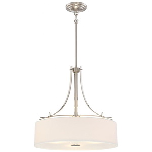 Poleis - Drum Pendant 3 Light White Linen Fabric in Transitional Style - 20 inches tall by 20 inches wide