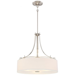 Poleis - Drum Pendant 3 Light White Linen Fabric in Transitional Style - 20 inches tall by 20 inches wide - 539002