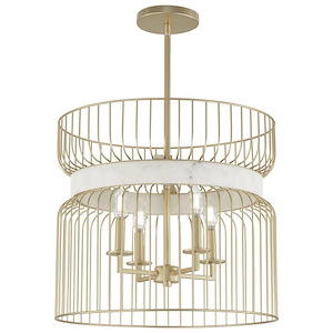 Park Slope - 4 Light Pendant with Faux Alabaster Ring 18 Inches Tall x 20 Inches Wide - 1308574