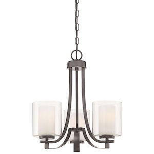 Parsons Studio - Chandelier 3 Light Smoked Iron in Transitional Style - 18.5 inches tall by 18 inches wide