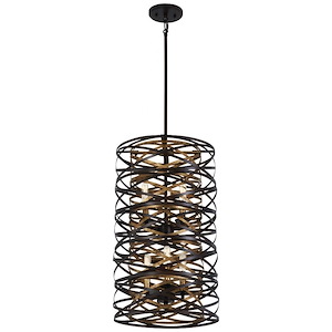 Vortic Flow - 6 Light 2-Tier Pendant in Contemporary Style - 24 inches tall by 14 inches wide