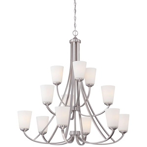 Overland Park - Chandelier 12 Light Brushed Nickel in Transitional Style - 39.5 inches tall by 39 inches wide