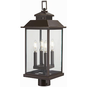 Great Outdoors - Miner's Loft - 4 Light Post Mount In Transitional Style - 22.5 Inches Tall By 8.5 Inches Wide - 699880
