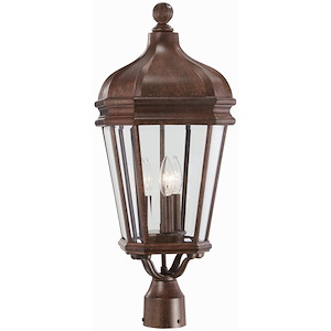 Great Outdoors - Harrison- 3 Light Outdoor Post Mount In Traditional Style - 25.75 Inches Tall By 10 Inches Wide - 257002