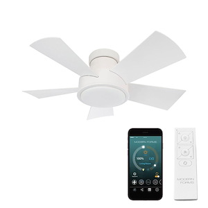 Vox - 5 Blade Flush Mount Ceiling Fan with Light Kit-11 Inches Tall and 38 Inches Wide
