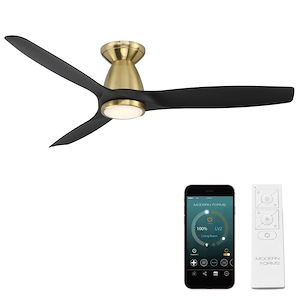 Skylark - 3 Blade Flush Mount Ceiling Fan with Light Kit-11.3 Inches Tall and 54 Inches Wide