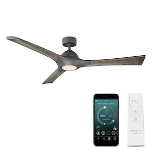 Woody-60 Inch 3 Blade Ceiling Fan with LED Light Kit and Remote Control-13 Inches High