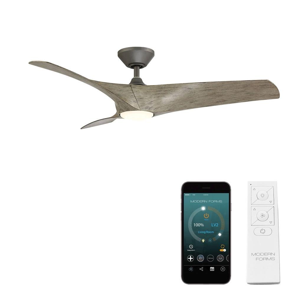 Zephyr-52 Inch 3 Blade Ceiling Fan with LED Light Kit and Remote Control-18 Inches Tall