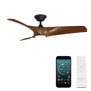Zephyr-52 Inch 3 Blade Ceiling Fan with LED Light Kit and Remote Control-18 Inches Tall