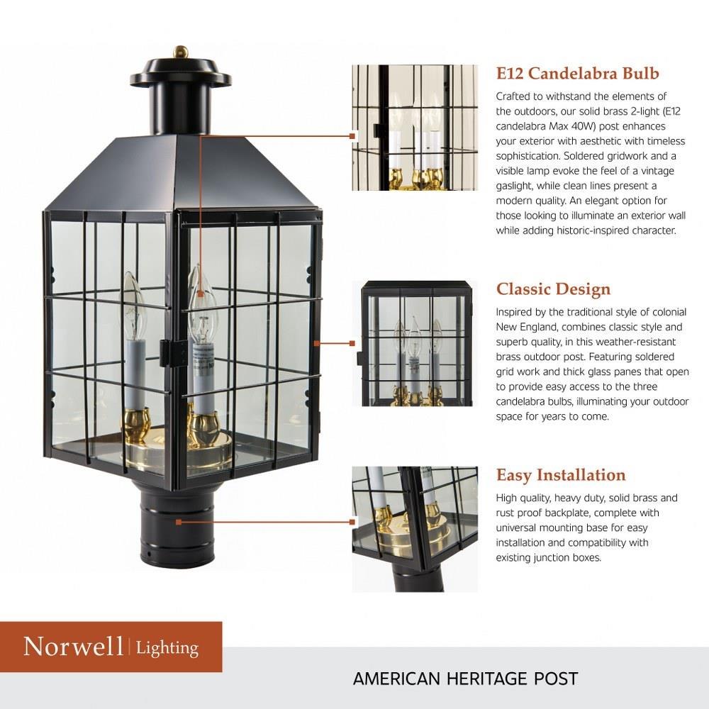 American Heritage Outdoor Post Lantern : 1056-BL-CL