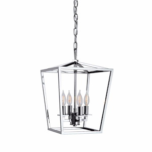 4 Light Small Cage Pendant In Traditional and Classic Style-18 Inches Tall and 12 Inches Wide