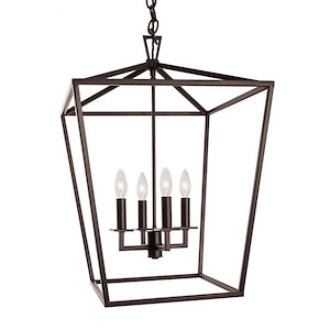 4 Light Medium Cage Pendant In Traditional and Classic Style-25.75 Inches Tall and 18 Inches Wide