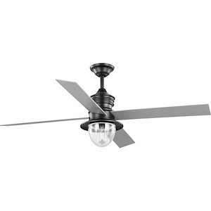 Gillen - 4 Blade Outdoor Ceiling Fan with Light Kit In Vintage Electric Style-21.65 Inches Tall and 56 Inches Wide