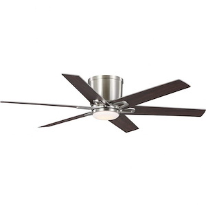 Bexar - 6 Blade Flush Mount Ceiling Fan with Light Kit-11.5 Inches Tall and 54 Inches Wide