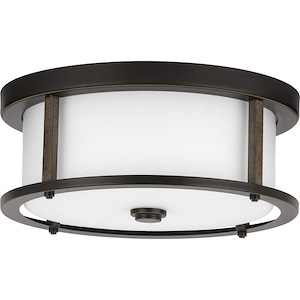 Mast - Close-to-Ceiling Light - 2 Light - Round Shade in Coastal style - 13 Inches wide by 5.25 Inches high