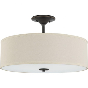 Inspire - Close-to-Ceiling Light - 3 Light - Drum Shade in Farmhouse style - 18 Inches wide by 11.5 Inches high