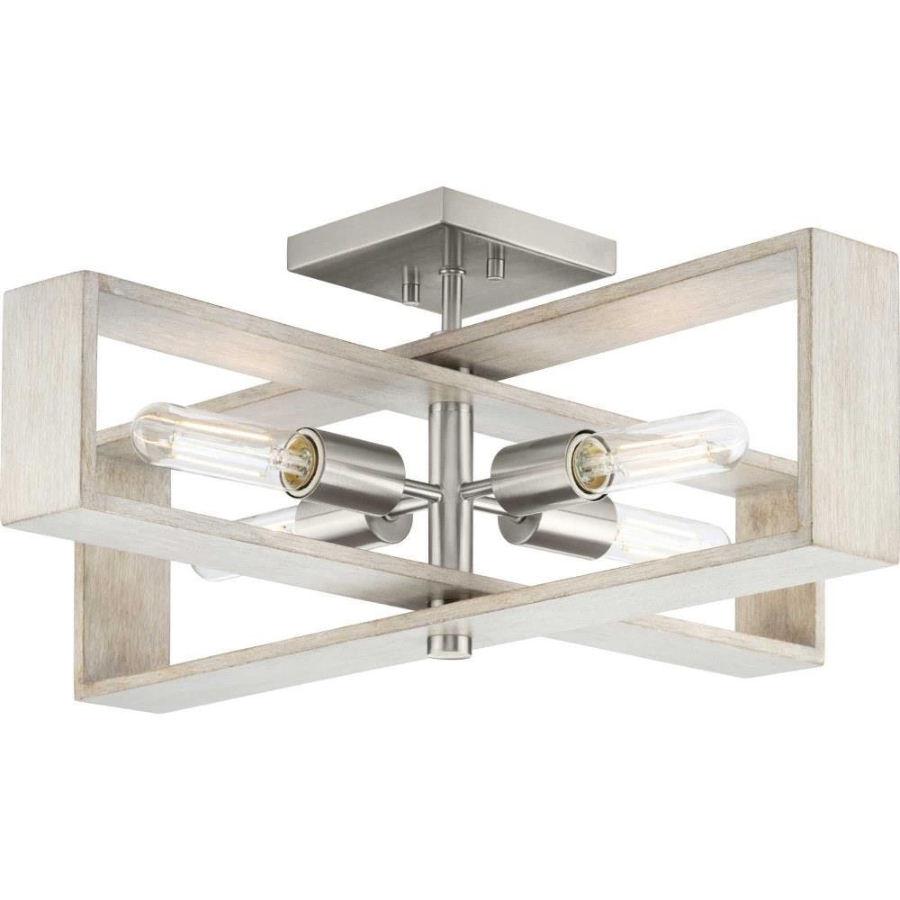 Progress Lighting Boundary 4-Light Brushed Nickel Modern/Contemporary Chandelier