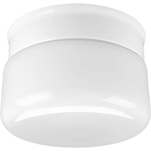 White Glass - Close-to-Ceiling Light - 1 Light in Transitional and Traditional style - 6.75 Inches wide by 4.75 Inches high