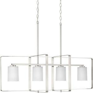 League - 4 Light Linear Chandelier In Modern Craftsman Style-14.5 Inches Tall and 14 Inches Wide