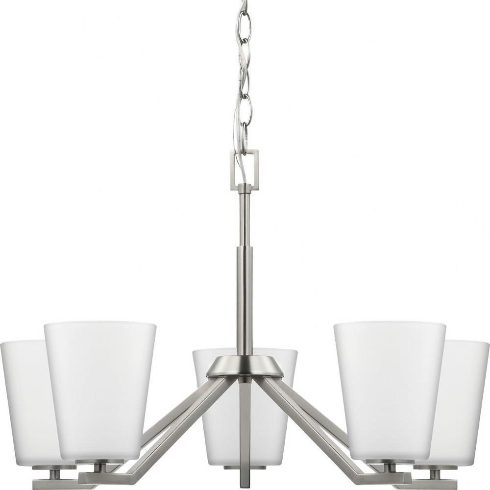Progress Lighting Vertex Collection 5-Light Matte Black Etched White Contemporary Chandelier