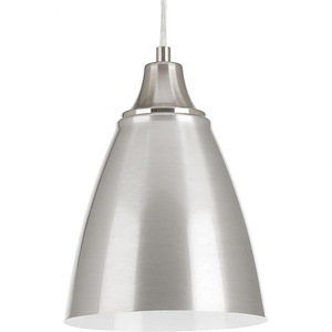 Pure Pendant 1 Light Satin Aluminum/Painted White in Coastal style - 6.5 Inches wide by 8.88 Inches high