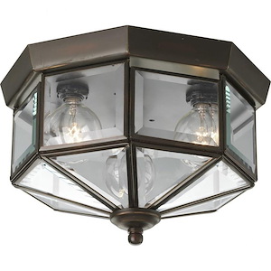Beveled Glass - Close-to-Ceiling Light - 3 Light in Traditional style - 9.75 Inches wide by 6 Inches high