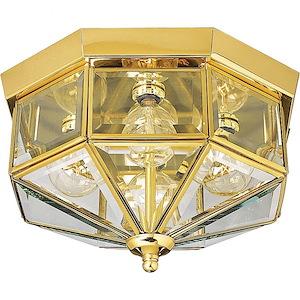 Beveled Glass - 6.25 Inch Height - Close-to-Ceiling Light - 4 Light - Line Voltage - Damp Rated - 118906
