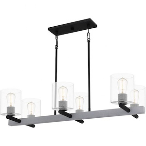 Caldwell - 6 Light Linear Chandelier In Transitional Style-8 Inches Tall and 38 Inches Wide