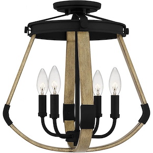 Demura - 4 Light Semi-Flush Mount In Farmhouse Style-15.75 Inches Tall and 15.75 Inches Wide