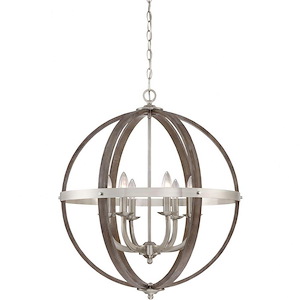 Fusion Chandelier 6 Light Steel/Wood - 28.5 Inches high - 618772