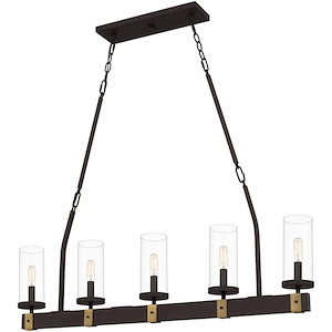 Lisbon - 5 Light Linear Chandelier In Traditional Style-31 Inches Tall and 39.5 Inches Wide - 1096005