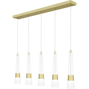Zia 5-Light LED Linear Island Light with Cone Shaped Glass in Contemporary Style